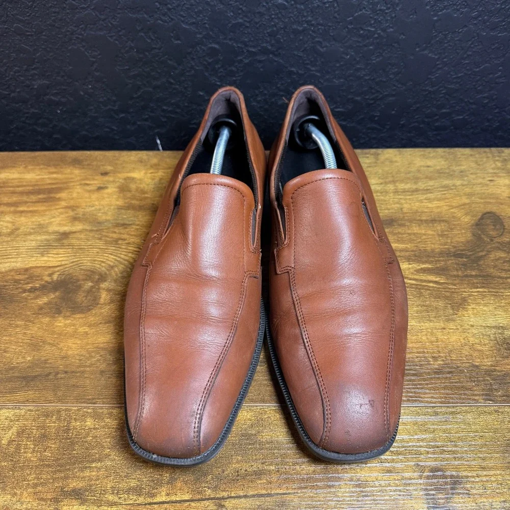 ECCO Helsinki Brown Leather Slip-On‎ Loafers Mens EU 45 US 11-11.5